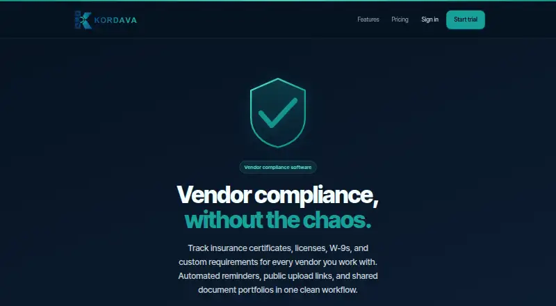 The Kordava Vendors homepage