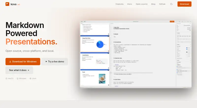 The Kova homepage
