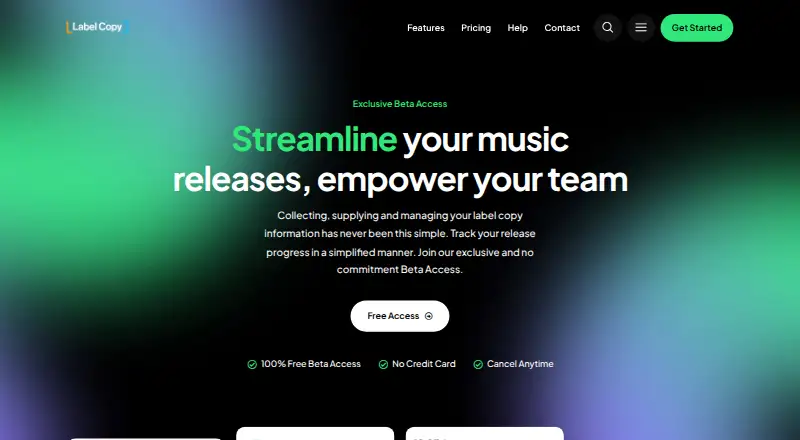 Label Copy's website