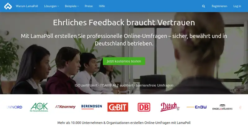 The LamaPoll homepage
