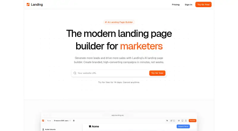 Landing's website