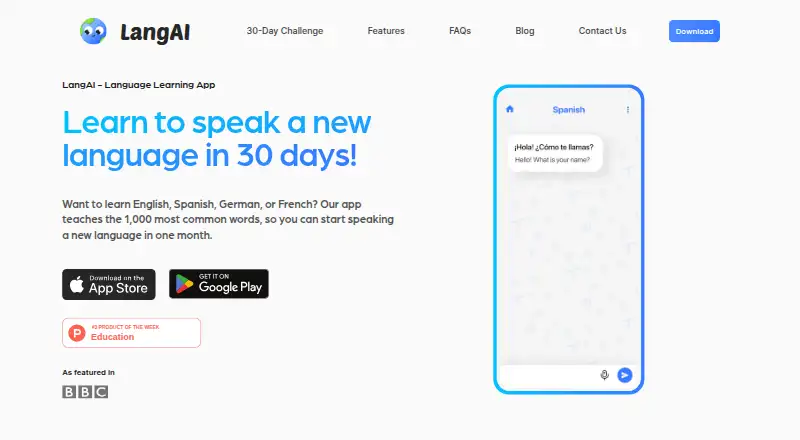 The LangAI homepage
