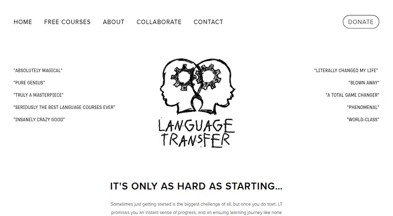 The Language Transfer homepage