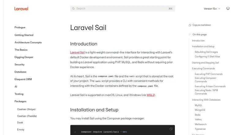 Laravel Sail's website