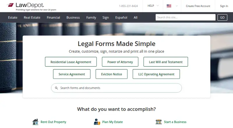 LawDepot's website