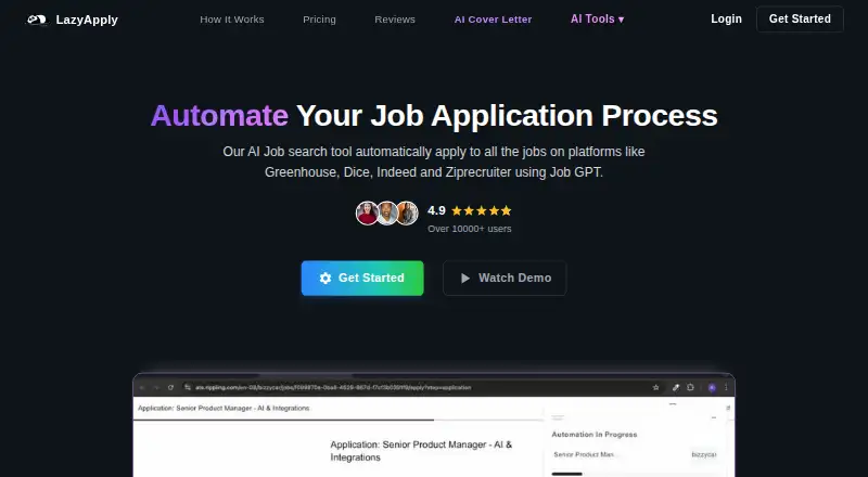 LazyApply's website