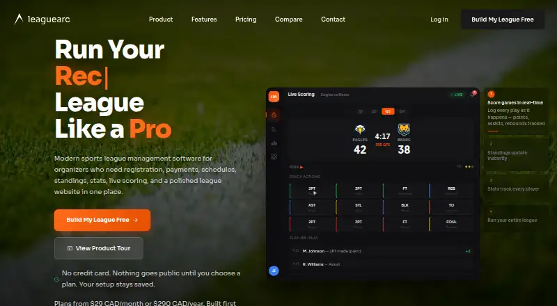 LeagueArc's website