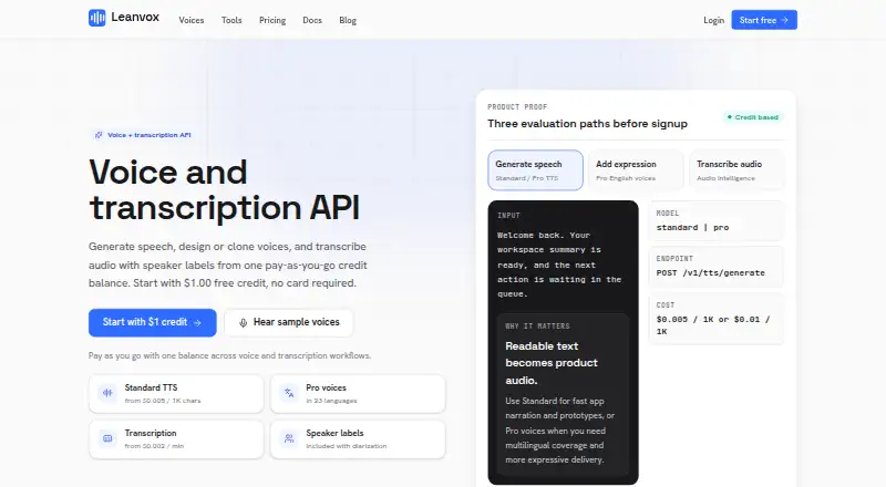 The Leanvox homepage