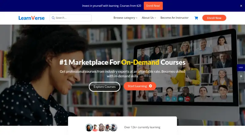 The Learnverse homepage