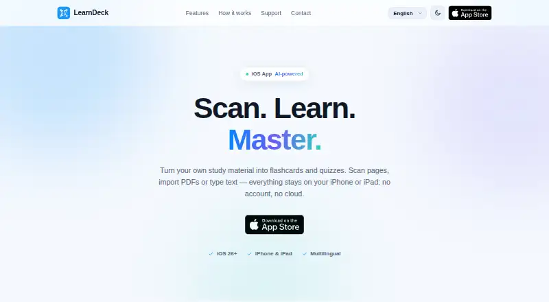 The LearnDeck homepage