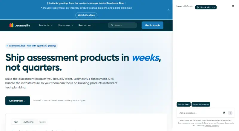 The Learnosity homepage