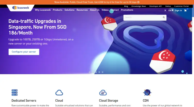 Leaseweb Public Cloud's website