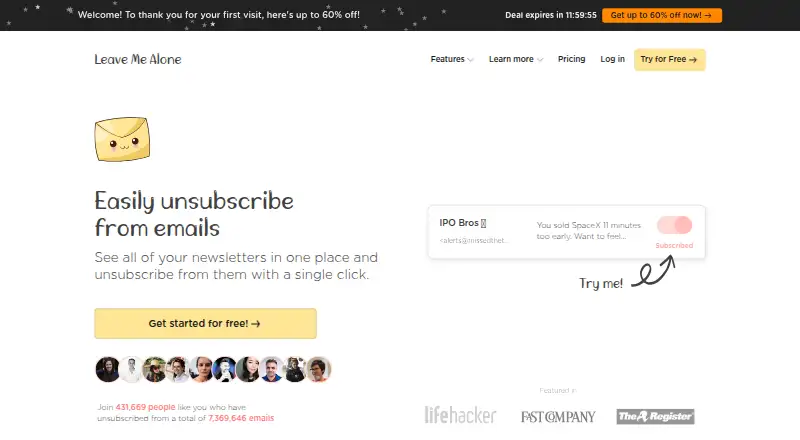 Leave Me Alone's website