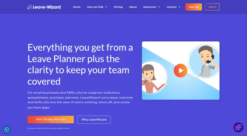 The LeaveWizard homepage