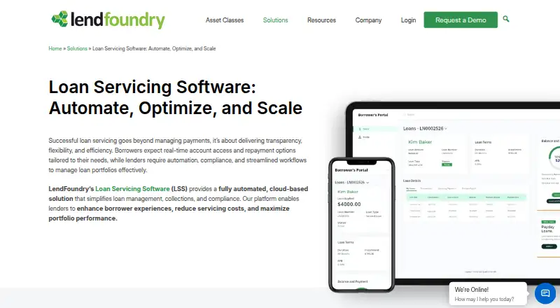 LendFoundry Loan Servicing System's website