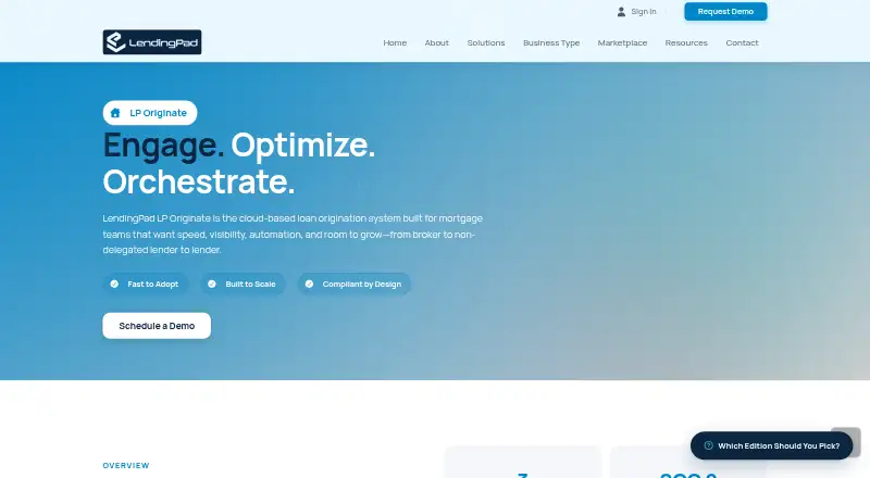 LendingPad LP Originate's website
