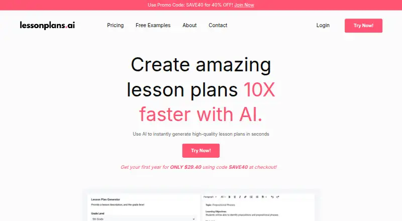 LessonPlans.ai's website