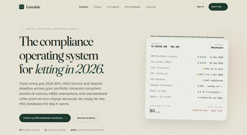 Lettable's website