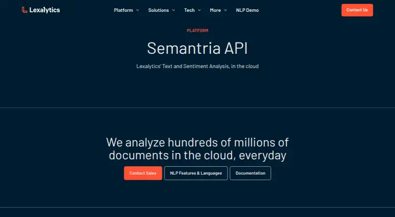 The Semantria homepage