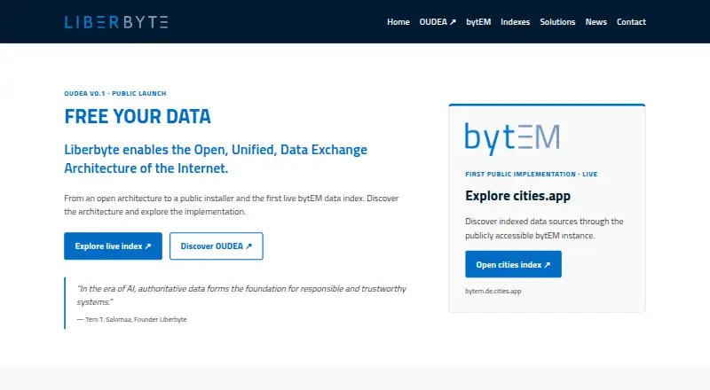 Liberbyte Data Exchange's website