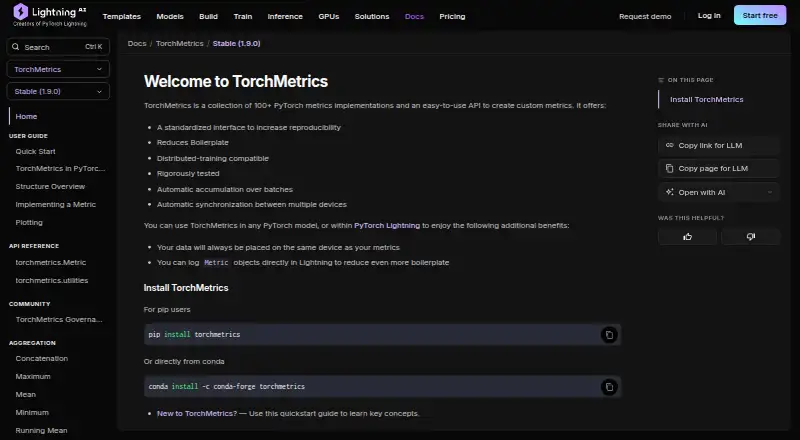 TorchMetrics's website