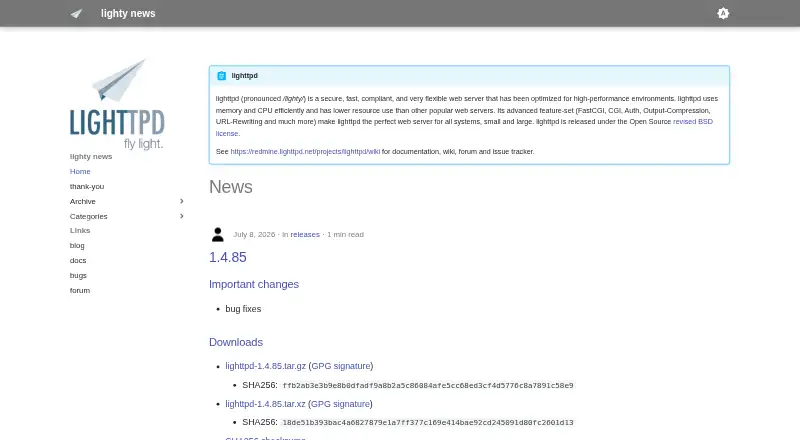 lighttpd's website