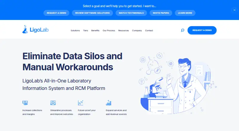 LigoLab LIS & RCM Laboratory Informatics Platform's website