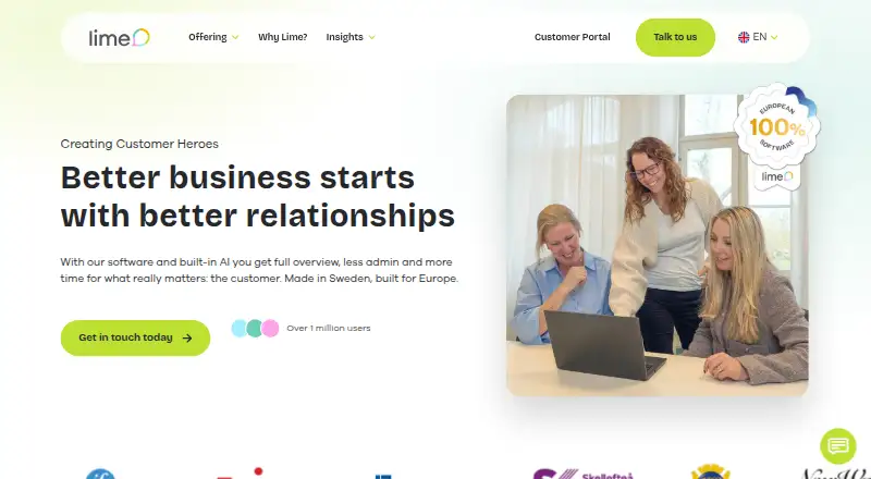 The Lime CRM homepage
