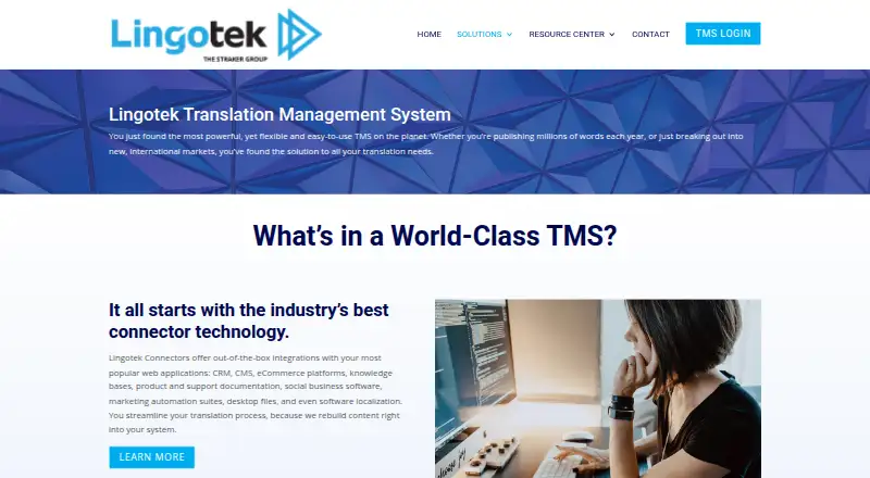 Lingotek Translation Management System's website