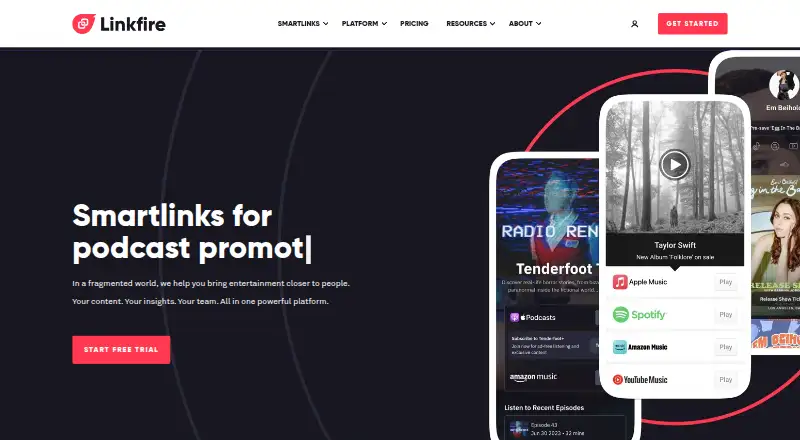 Linkfire's website
