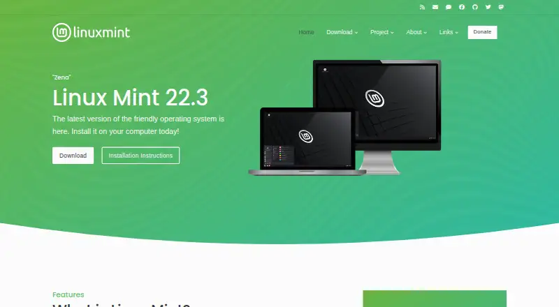 Linux Mint's website