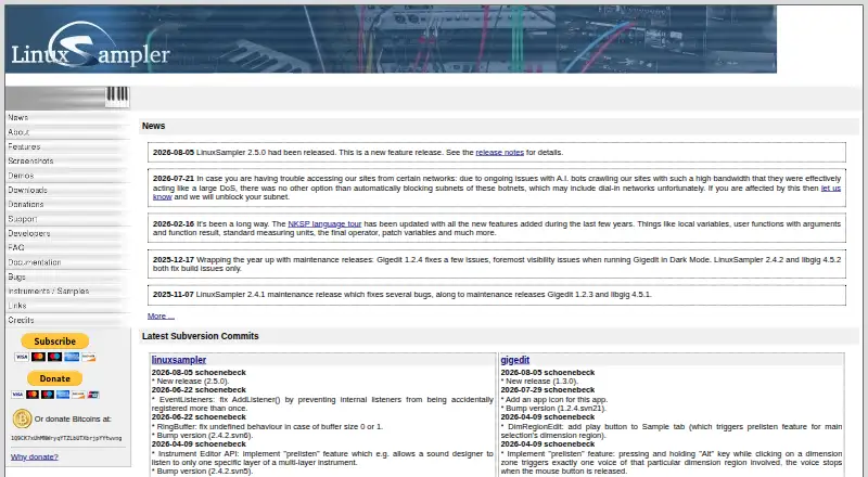 LinuxSampler's website