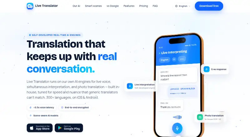 Live Translator's website