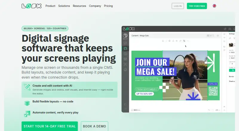Look Digital Signage's website