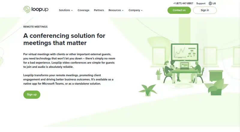 LoopUp Remote Meetings's website