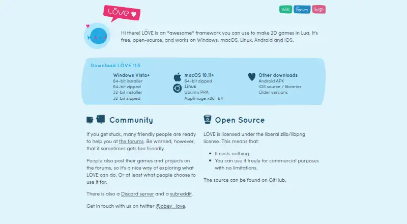 The LÖVE homepage