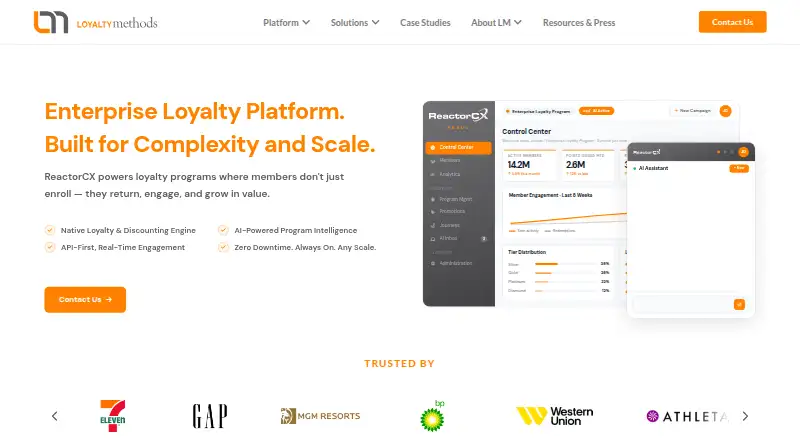 Loyalty Methods ReactorCX's website