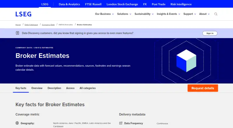 I/B/E/S Estimates's website