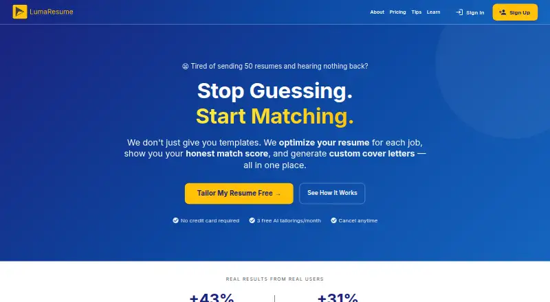 LumaResume's website