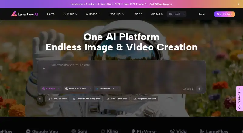 The LumeFlow AI homepage