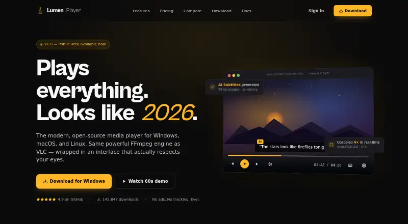 Lumen Player's website