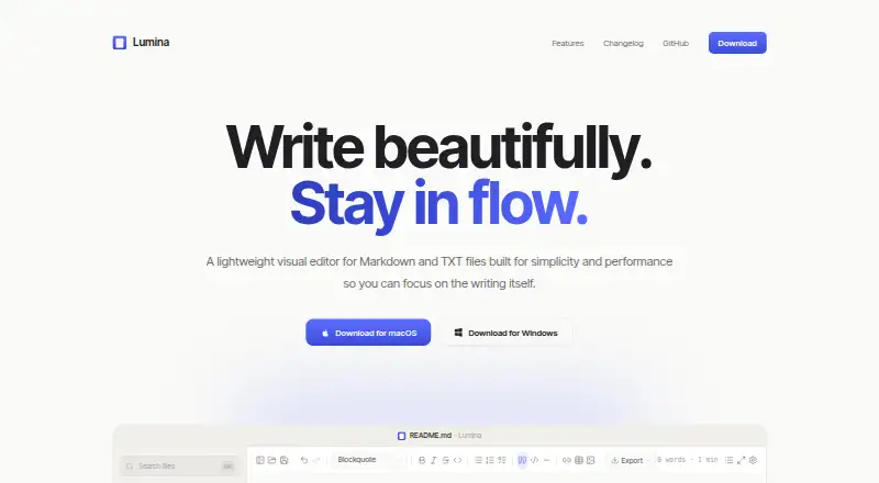 The Lumina homepage