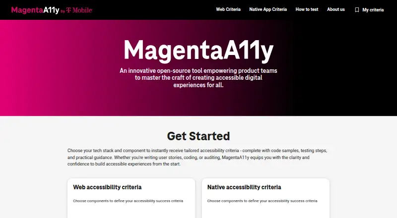 The MagentaA11y homepage