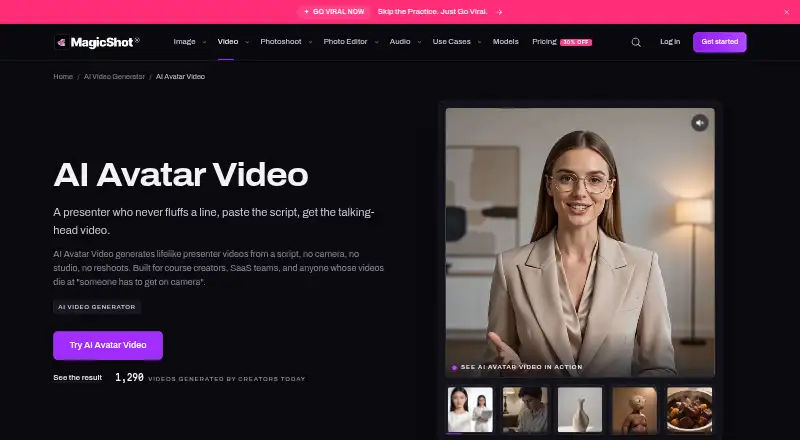 MagicShot AI Avatar Video's website