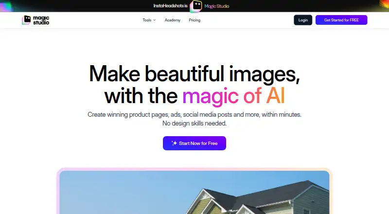 Magic Studio Photo Editor's website