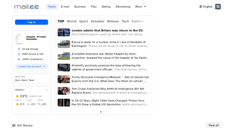 Mail.ee's website