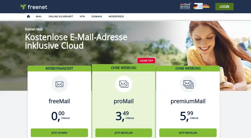 freenet Mail's website