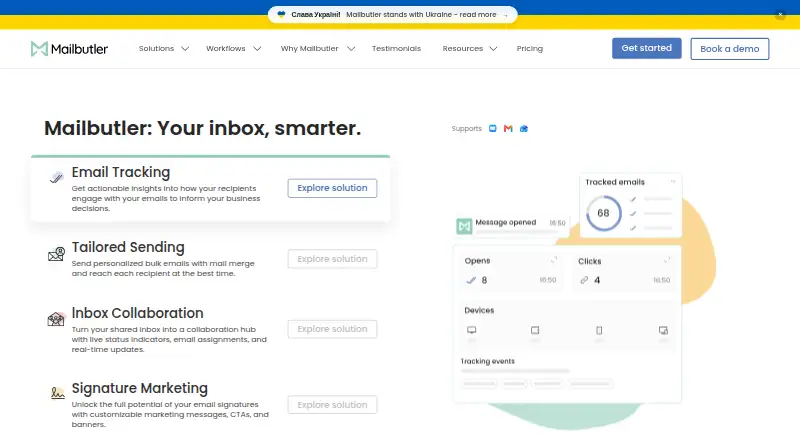 Mailbutler Inbox Collaboration's website