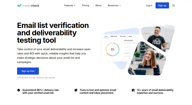 MailerCheck's website