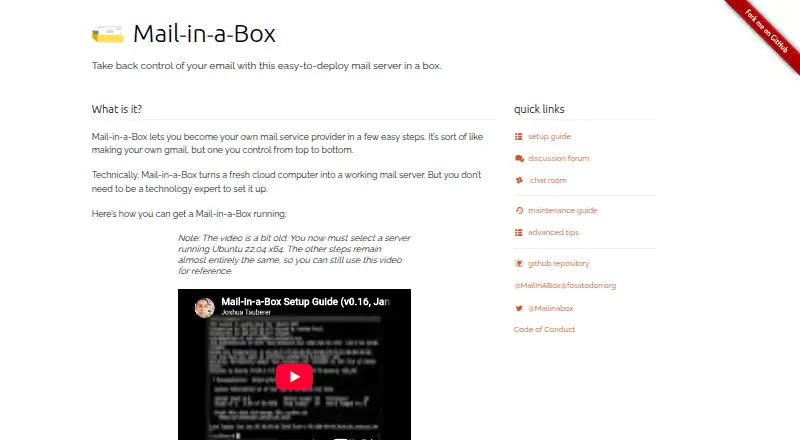 Mail-in-a-Box's website